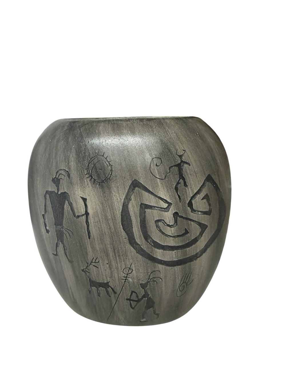 Julia Binishtta Etched Navajo Pottery Vase signed by artist